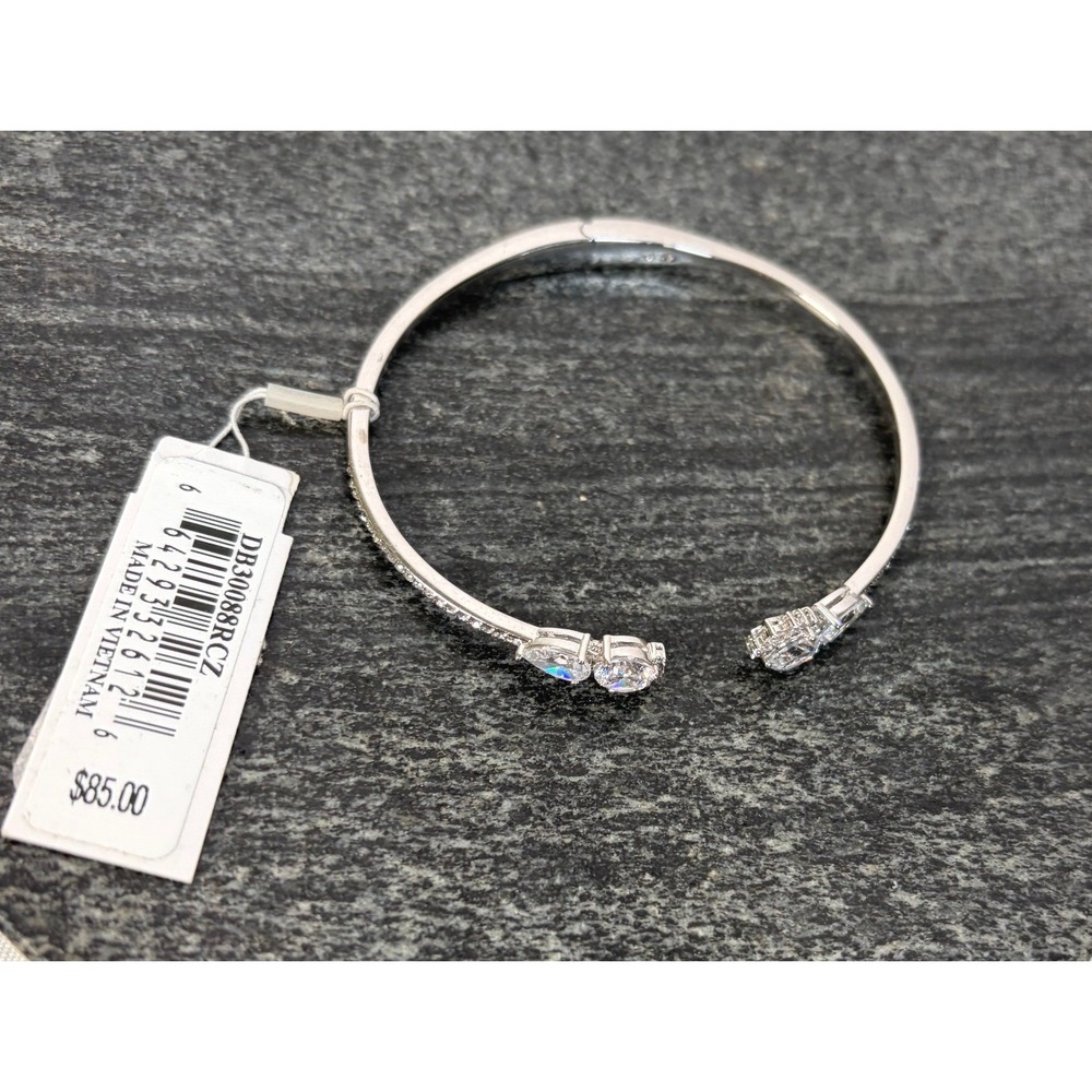 Eliot Danori Silver Tone Cubic Zirconia Bypass Cuff Bracelet Hinge Bracelet NEW
